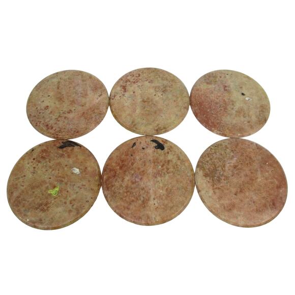 Stone Elephant Coasters with Holder Hand Painted 3.5" Across Set of 6 & Holder - Picture 4 of 7